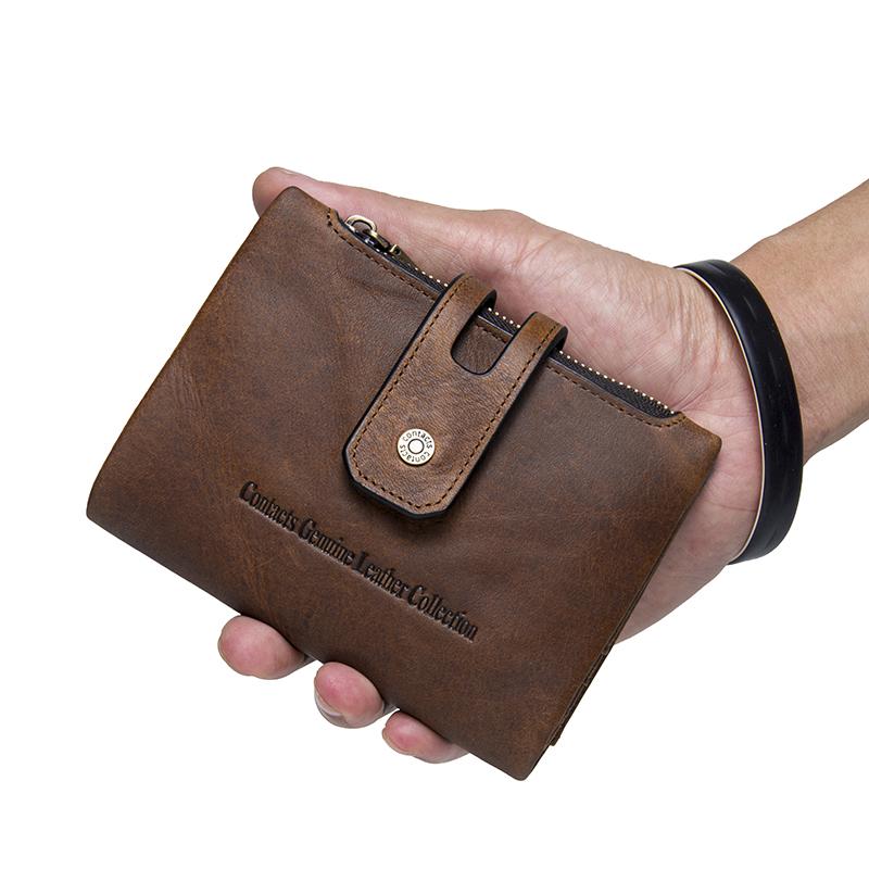 CONTACT'S Cow Leather Men's Wallet Ziper&Hasp Male Coin Purse Short Wallets Card Holders For Men