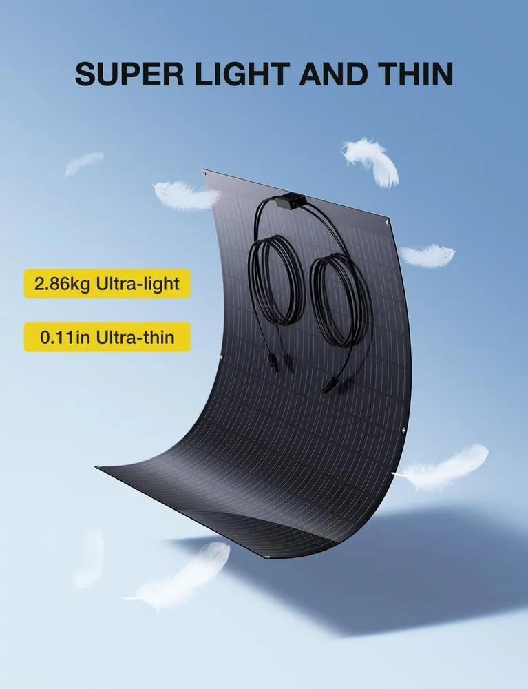 480W Flexible Solar Panel (2×240W) Monocrystalline Solar Module, ETFE Coating, for RV, Caravan, Boat, Roof,