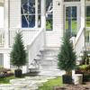 Set of 2 Artificial Cypress Plants, 362 Plastic Leaves, Pot, UV-Resistant, Green