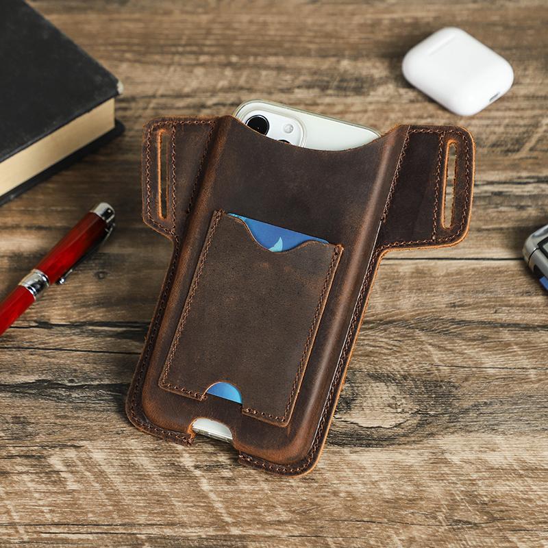 Чехол для телефона из натуральной кожи для мужчин, кобура с петлей для мобильного телефона, чехол с крючком на пояс, поясная сумка для телефона 5,4 дюйма/6,1 дюйма/6,7 дюйма