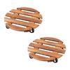 2Pcs Heavy Duty Flower Pot Mobile Tray Universal Wheel Mobile Base Round/Square Wooden Planter Tray Tree Flower Plants Stand