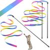 2PCS Pet Cat Toys Cute Funny Rainbow Strips Stick Cat Teaser Wand Pet Toys for Cats Interactive Toys Cat Supplies Pet Products