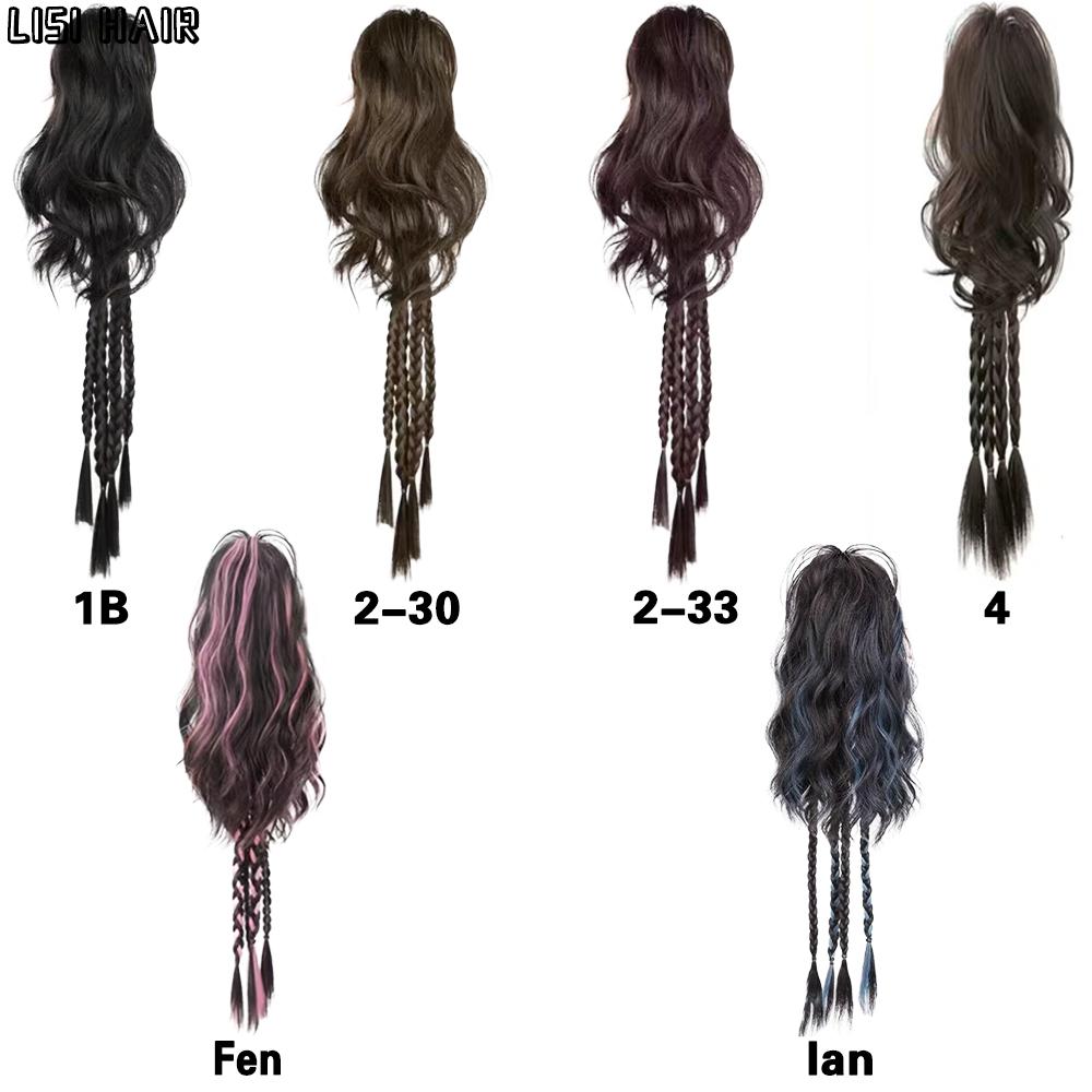 LISI HAIR Synthetic Long Hair Braid Ponytail Curly Hair Buns Braid Wig Claw Clip Ponytail Extension Buns Ponytail For Daily Use Hair