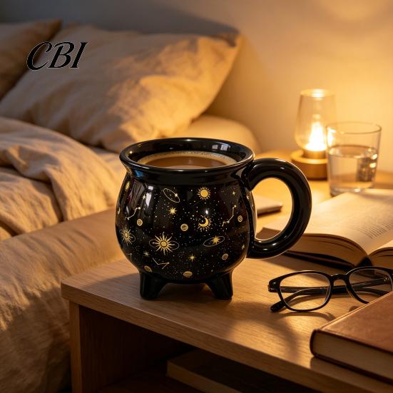 Halloween Coffee Cup Mug with Ergonomic Handle, 380ml Capacity, Ceramic Pot Shaped Novelty Creative Shape Cup, Hot And Cold Beverages Drinking