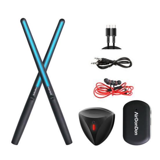 1 Set Air Drum Kit with Drumsticks Pedals Audio Converter Earphone 3D Motion Sensing Electric Drum Beginners Children Adults Portable Virtual Drum Toy