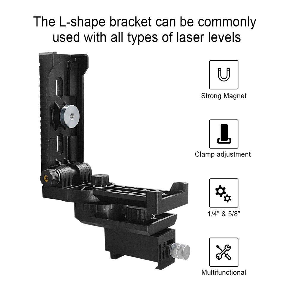 Сильный магнитный лазерный уровень, L-образный кронштейн, настенный держатель 1/4 дюйма и 5/8 дюйма, зажим для подставки
