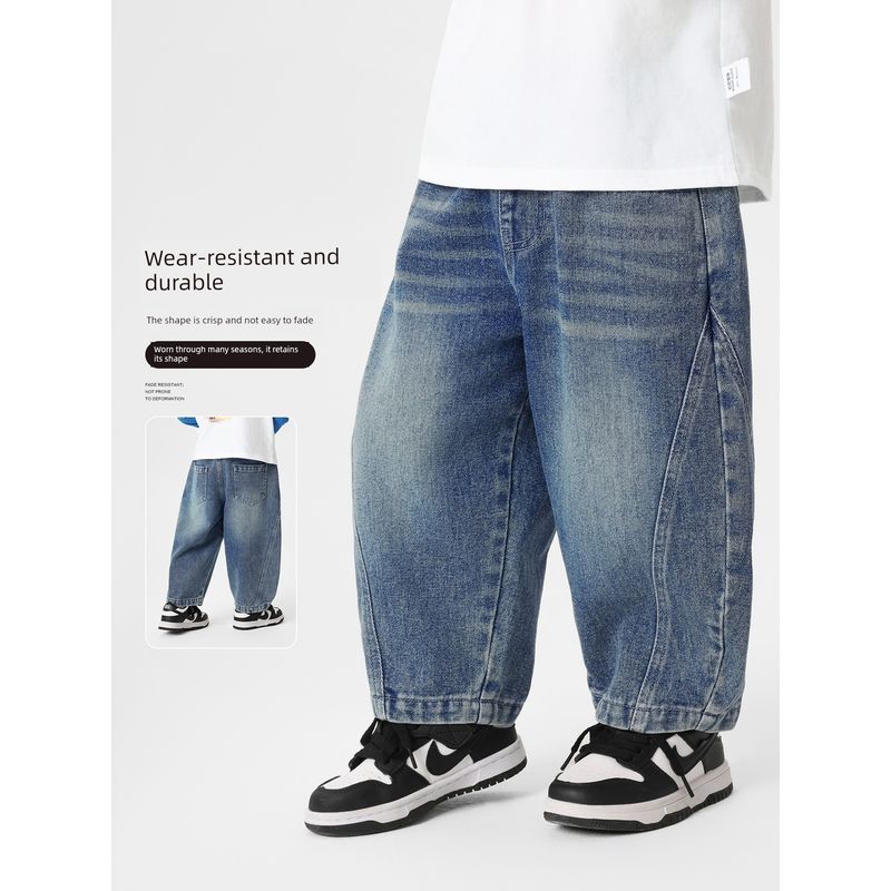 Right European Style Boys' Casual Denim Long Pants Children's Clothing Boys' Kids' Toddler 2026 Spring and Autumn New Children's Clothing