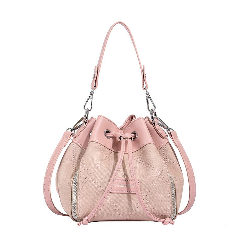 Новая маленькая сумка-ведро подмышкой, контрастная сумка с завязками через плечо, маленькая женская сумка через плечо