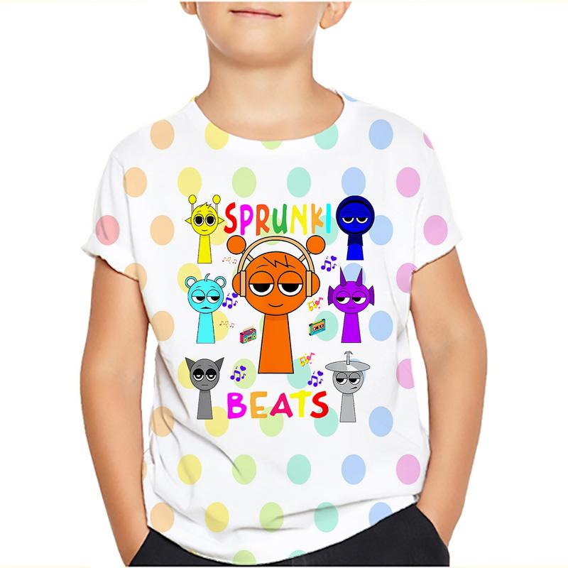 Sprunki Incredibox Детская футболка для девочек Игровые летние топы для малышей Футболки для малышей Детская одежда Футболки с героями мультфильмов Повседневная одежда с коротким рукавом