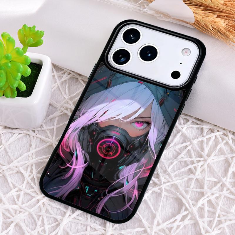 Чехол для телефона с изображением аниме-девушки в маске для iPhone 17 Air 16 15 11 12 14 13 Pro Max Ударопрочный чехол