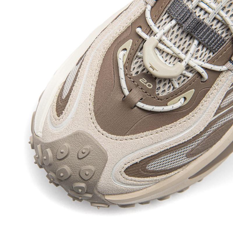 Женские низкие беговые кроссовки Li Ning Ranger Овсяно-серый/Оленевый коричневый AZGW312-4