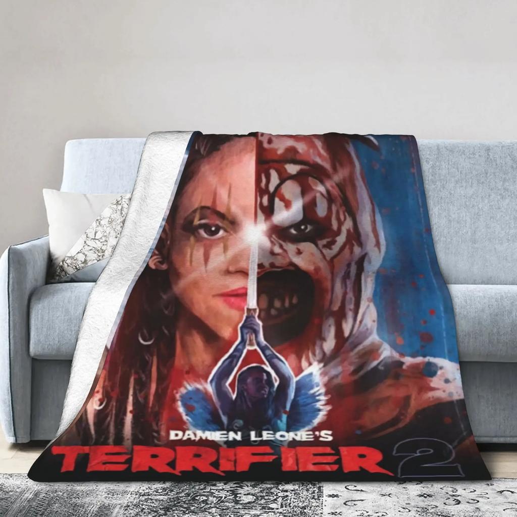 Terrifier Horror Movie Plush Blanket Soft Warm Flannel Throw for Kids and Adults Perfect for Bed Couch or Sofa