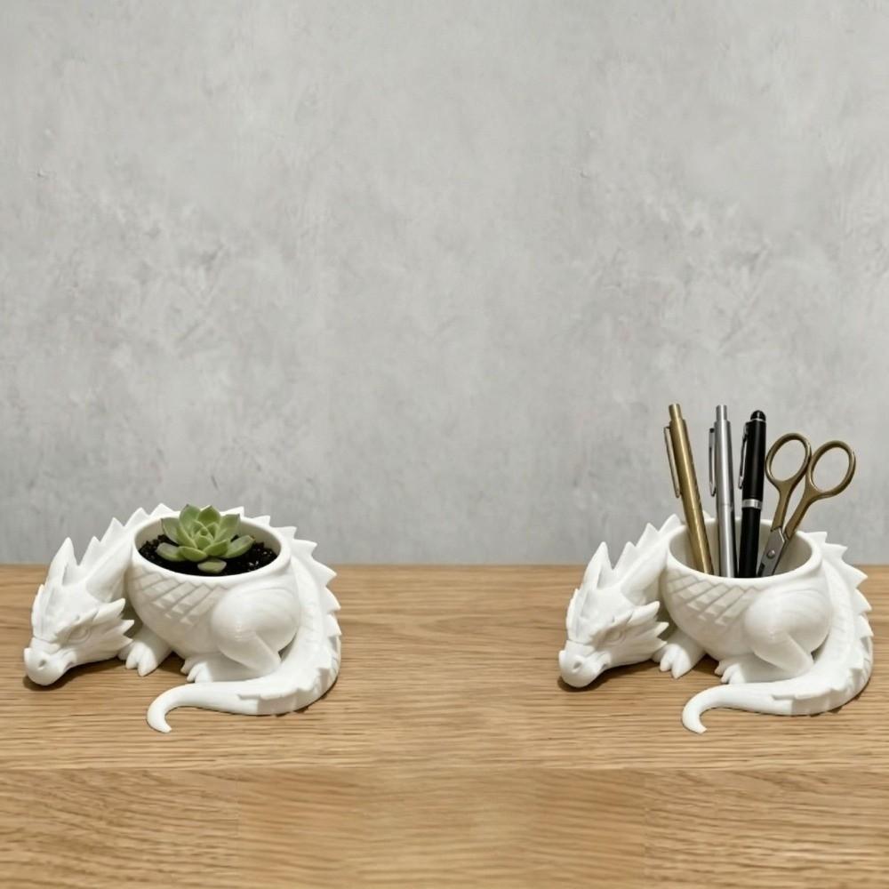 3D Printed Dragon Shaped Plant Pot Creative Animals Flower Pot Succulent Planter for Yard Garden