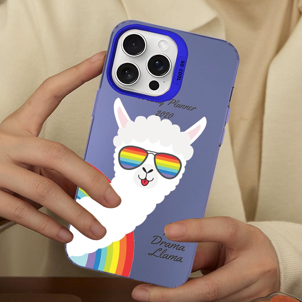 Alpaca Animals Cartoon Colorful Phone Case For IPhone 18 16 15 14 13 12 11 Pro Max X XR XSMAX 8 Matte Shockproof Back Cover
