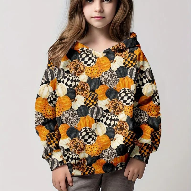 Толстовки с капюшоном, великолепный 3D-принт черепа для девочек, пуловер, толстовка, удобная посадка, вечеринка на Хэллоуин, длинный рукав, детская одежда, топы для девочек