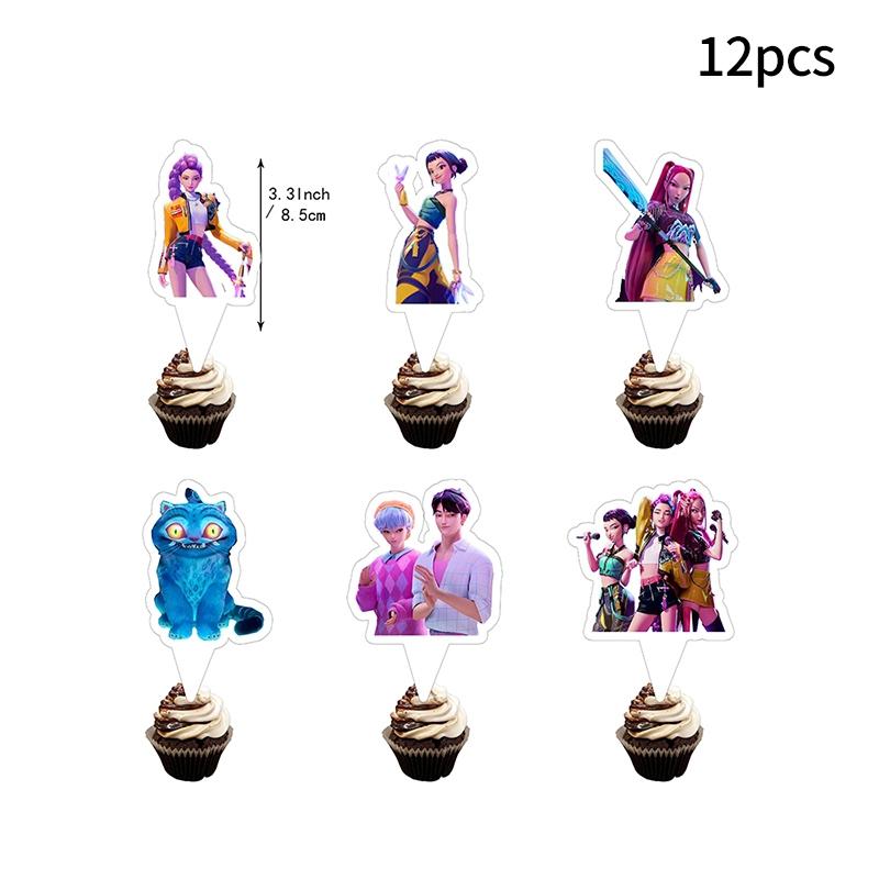 K-pop Party Decorations Demon Hunters Disposable Party Cutlery Set Flag Pulling Birthday Decoration Korean Kpop Party Decor