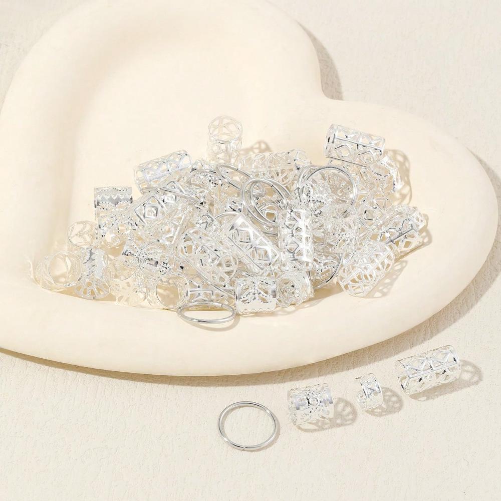 80pcs Metal Cuff Clips Dreadlocks Beads Dread Locks Hair Braid Tubes Hollow Out Hair Ring  Men