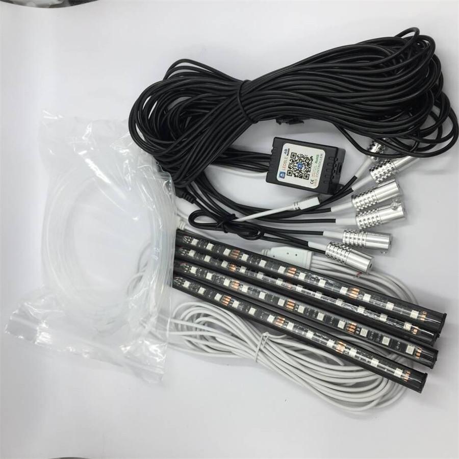 5 шт. RGB светодиодная автомобильная декоративная неоновая подсветка с интегрированной подсветкой для ног, оптоволоконная лента