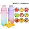1PC 1000ML Flavor Water Bottle With Straw With 9 PCS Flavor Pods Gradient Water Bottle For Outdoor Activities Sports Waterbottle