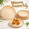 Round Woven Bamboo Tray Scalloped Edge Fruit Snack Serving Tray  Kitchen Storage