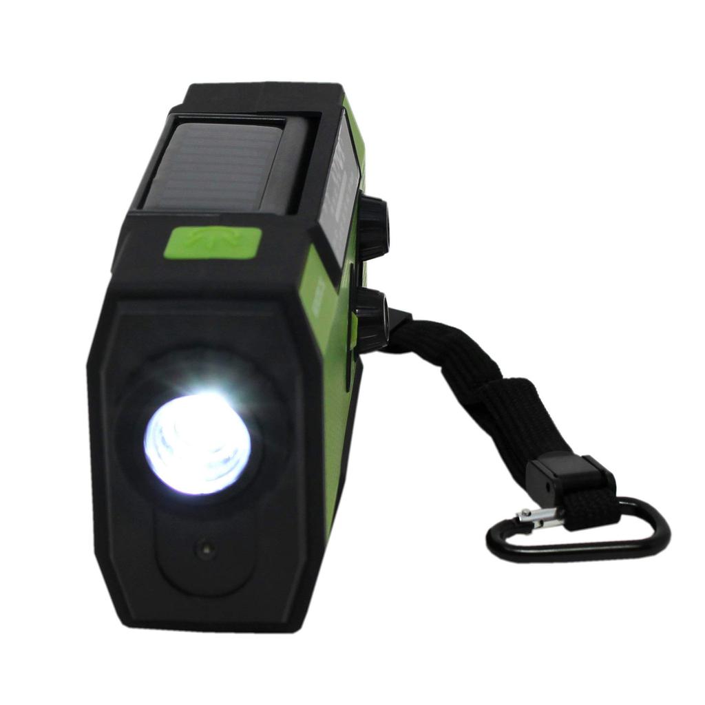 WINTECH Splashproof Hand Crank Charging Portable Radio Equipped with LED Light Green Mobile Charging USB Type C Adapter Dry Battery Compatible Solar