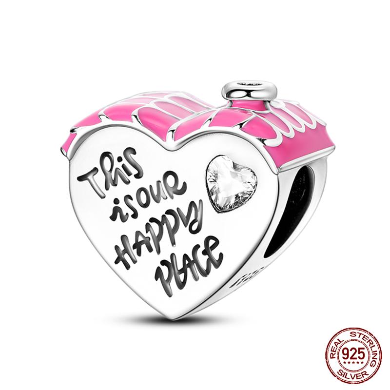 Настоящая медь Розовая серия Шармы-бусины в форме сердца Подходят для оригинальных браслетов Qikaola Сделай сам Украшения на День матери Подарок для мамы