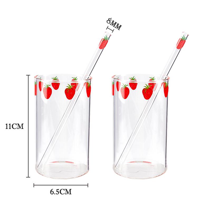 300 мл Клубничная милая скандинавская стеклянная кружка с соломенным молоком термостойкая стеклянная кружка