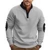 Men's Contrasting Color  Loose Casual Fleece  Stand Up Collar Pullover Half Zipper Long Sleeved Sweatshirt