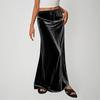 Womens Gold Velvet Maxi Skirts Fashion Solid Color Elastic Waist Loose Comfy A-Line Swing Midi Skirt Skort