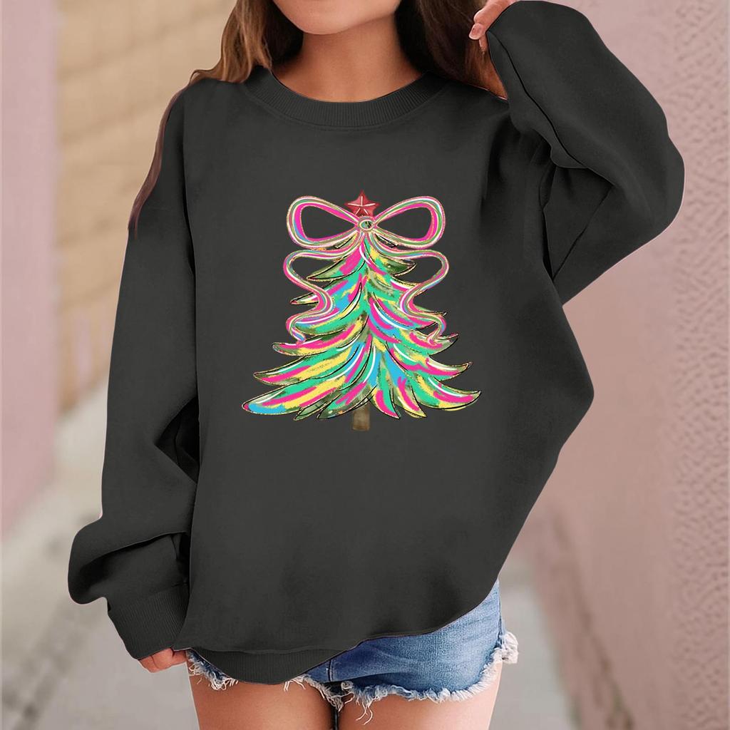 Children's Fashionable Casual Long-sleeved Loose Christmas Print Pullover Sweatshirt