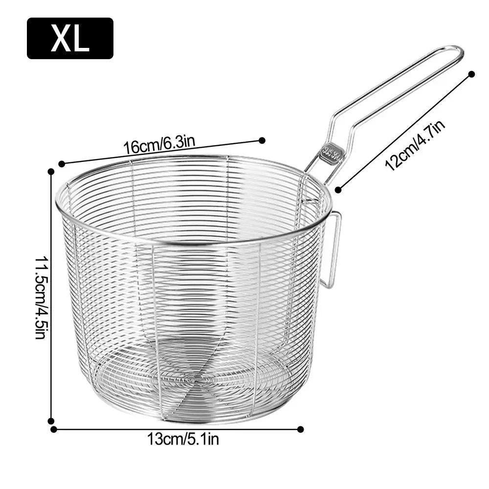 1 шт., сито из нержавеющей стали 304 с ручкой, фильтр для стружки, новая корзина для жарки во фритюре