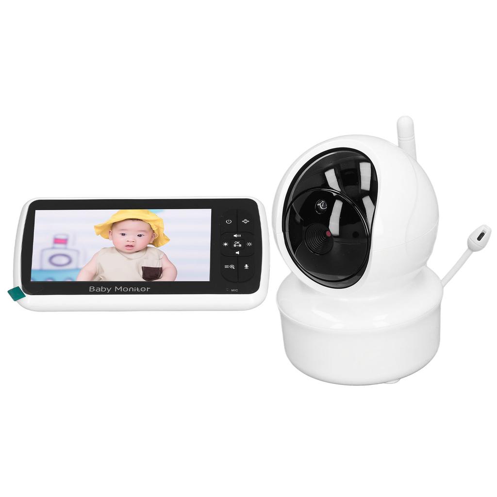 Радионяня с 5-дюймовым дисплеем, удаленным доступом, поворотом, наклоном и зумом, ночным видением, двухсторонним аудиомонитором