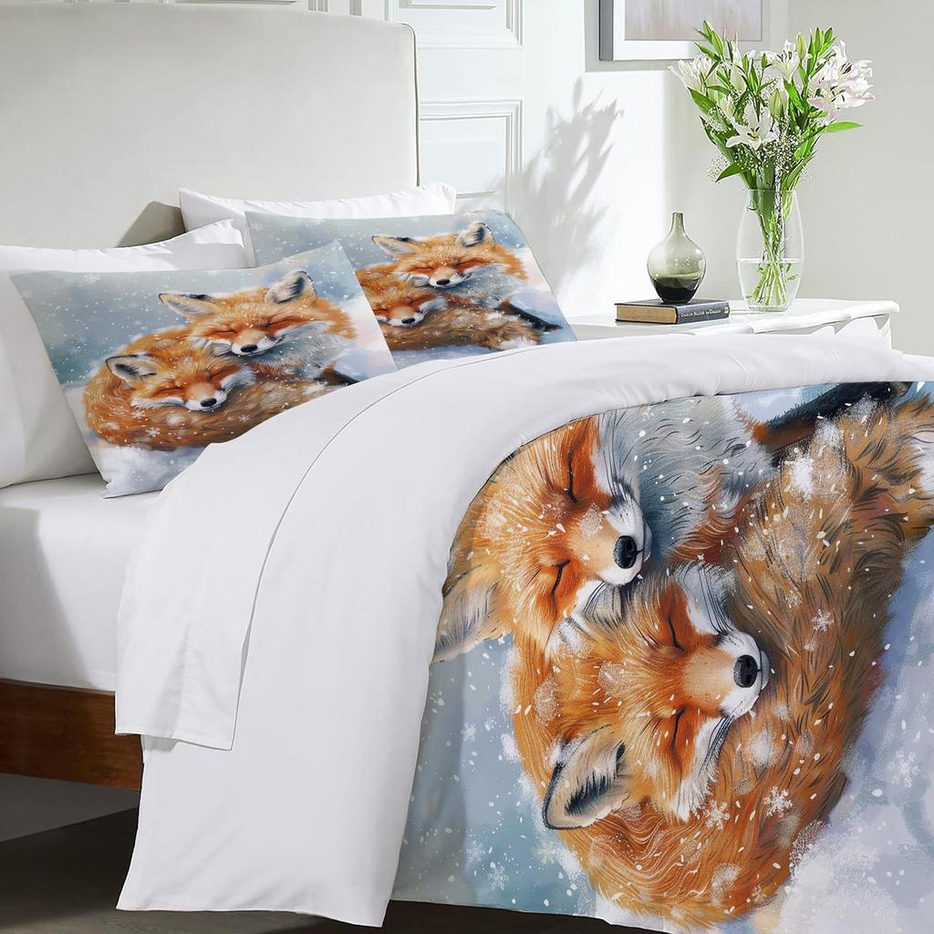 Постельный комплект из трех предметов с пододеяльником с лисьей тематикой, 3D цифровая печать, постельное белье, покрывало