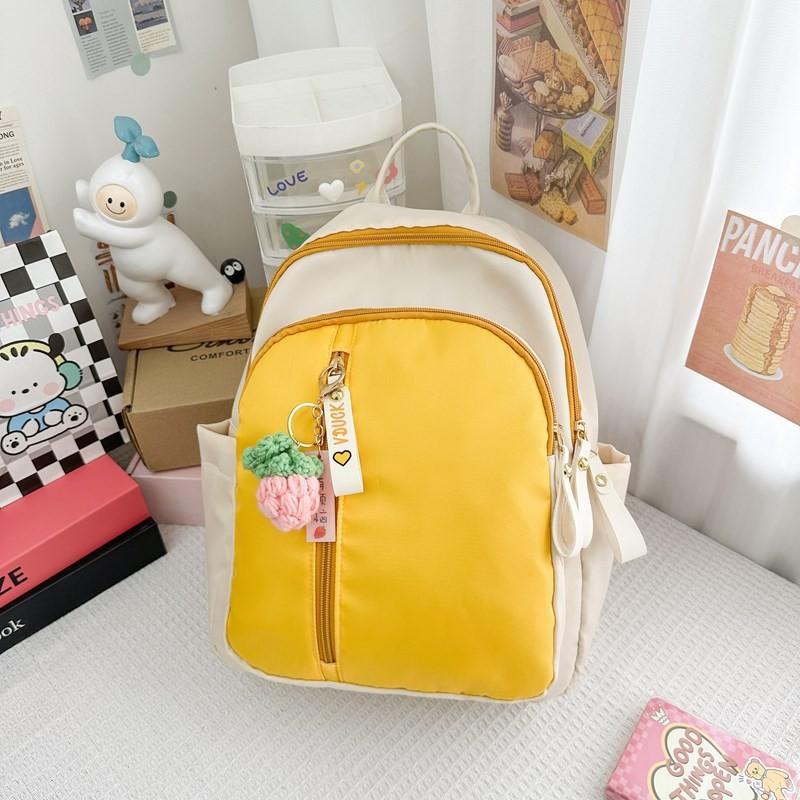 Nylon Casual Colorblock Backpack For Kids School Education With Padded Straps