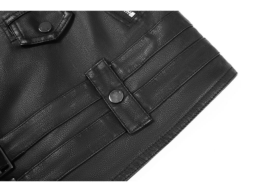 Мужская мотоциклетная куртка Cross-Border из искусственной кожи с множеством молний и поясом — в европейском стиле хип-хоп для осени/зимы.