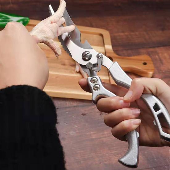 Мощные кухонные ножницы Многофункциональные ножницы из нержавеющей стали Конструкция с безопасным замком Простая работа одной рукой Ножницы для костей для курицы, рыбы, овощей