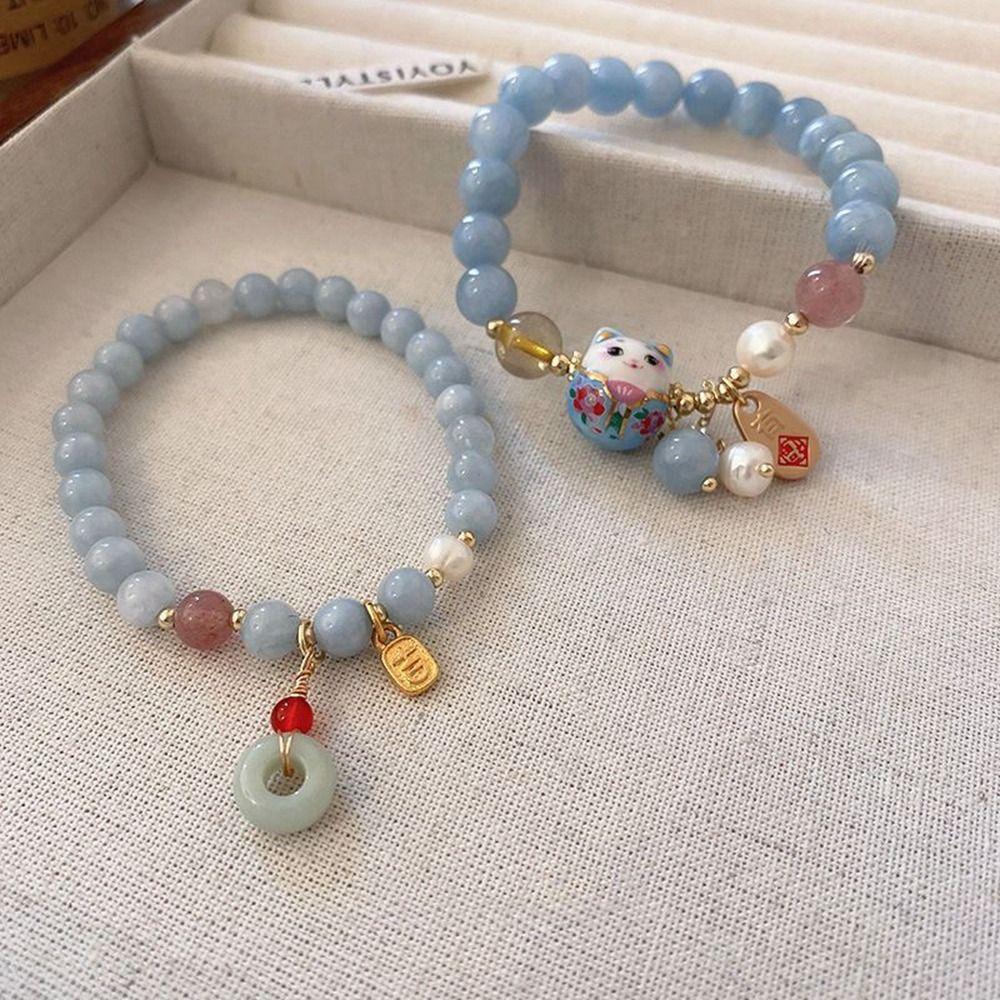 Pearl Emerald Bangles Stone Bracelets Korean Style Bracelets Female Hand Chain Bead Bracelets
