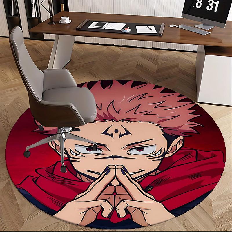 1 шт. Ковер круглый с дизайном Сатору Годжо из Аниме Jujutsu Kaisen - Коврик под кресло, Нескользящий ковер для домашнего декора