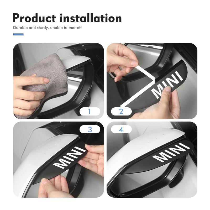 Black Car Rearview Mirror Block Rainwater Eyebrow Accessories For MINI JCW F54 F55 F56 F60 R50 R52 R53 R56 R57 R58 R60 CLUBMAN 69sd
