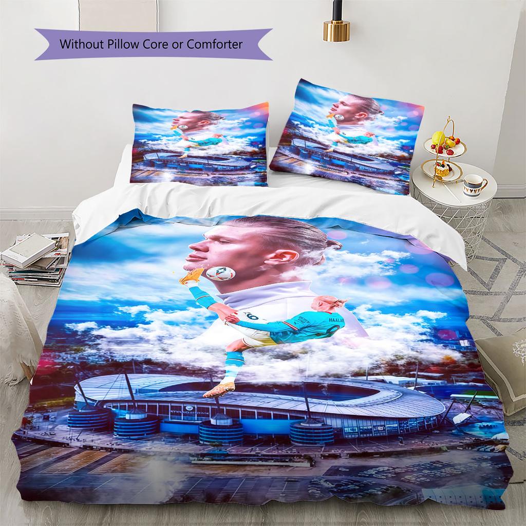 Erling Haaland Icon Bedding Quilt Set Quilt Cover Pillowcase Home Decoration Birthday Gift (1 * duvet cover + 2 * pillowcase, without core)
