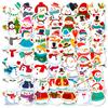 50 Snowman Stickers Cartoon Merry Christmas Holiday Decoration Scene Arrangement Stickers