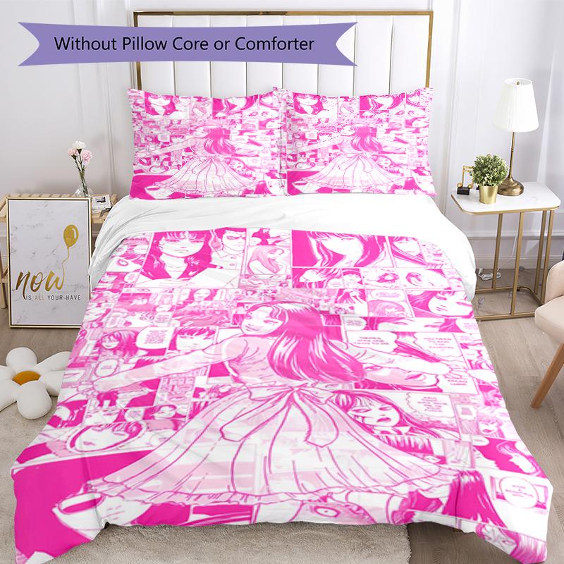 3pcs Thriller Manga Junji Ito Tomie0 pattern bedding set duvet cover set includes duvet cover &pillowcases, perfect all season bedroom decoration & gi
