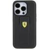 Ferrari Grip Stand Metal Logo Case For Iphone 15 Pro - Black