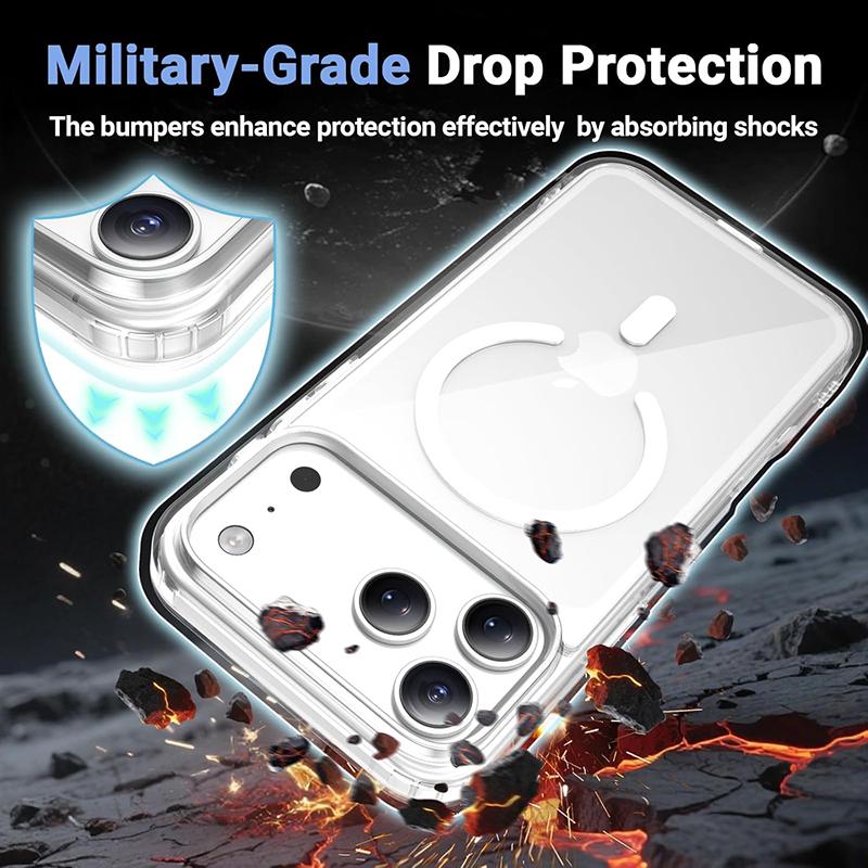 Акриловый чехол военного класса для iPhone 17 Pro Max 17Air Задняя крышка Magsafe Ударопрочный Прозрачный Гибридный PC-чехол для iPhone 17