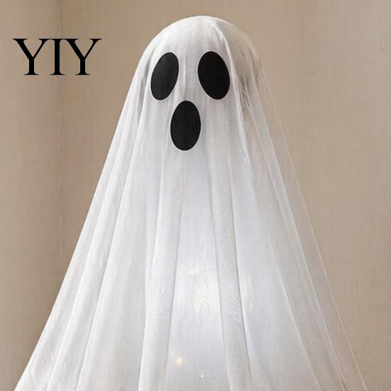 Spooky Cute Home Accents Halloween Ghost Night Light, Fabric Glowing Figurine Lighted Hanging Prop for Home, LED Tabletop Ornament, Festive Decoration