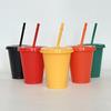 1 Pcs Reusable Straw Drinking Cup Personalized Flash Powder Water Bottle Durable Plastic Tumblers With Straws,Lid