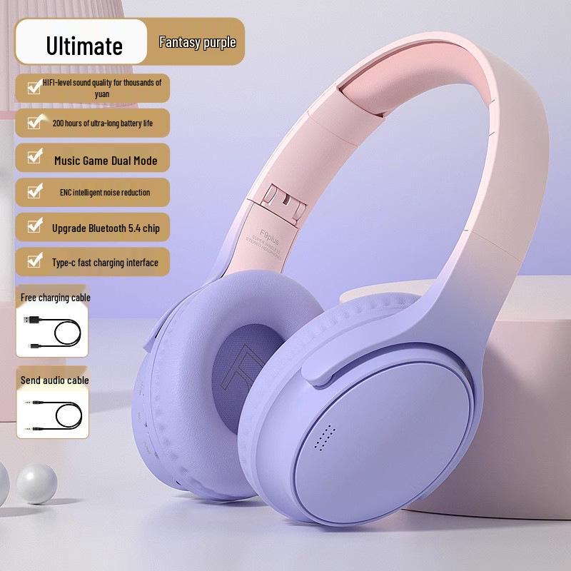 Беспроводные накладные Bluetooth-наушники с аккумулятором на 200 часов, шумоподавлением и функциями для игр, для использования со спортивными устройствами, мобильным телефоном и компьютером