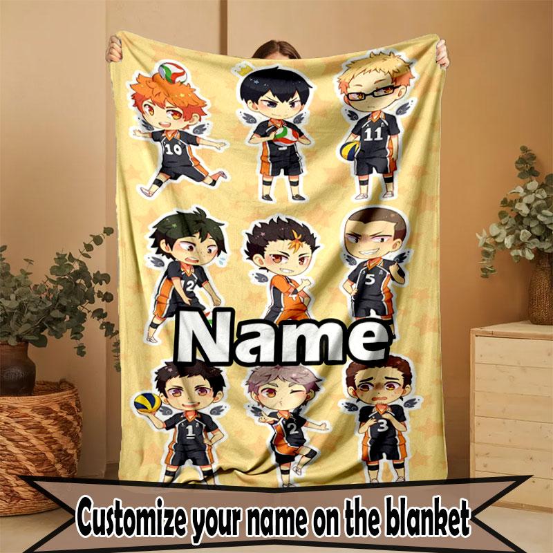 Custom Name Personalized Haikyu Print Blanket, Home Decor, Bedroom, Sofa, Camping, Couch, Gifts for Birthday Christmas