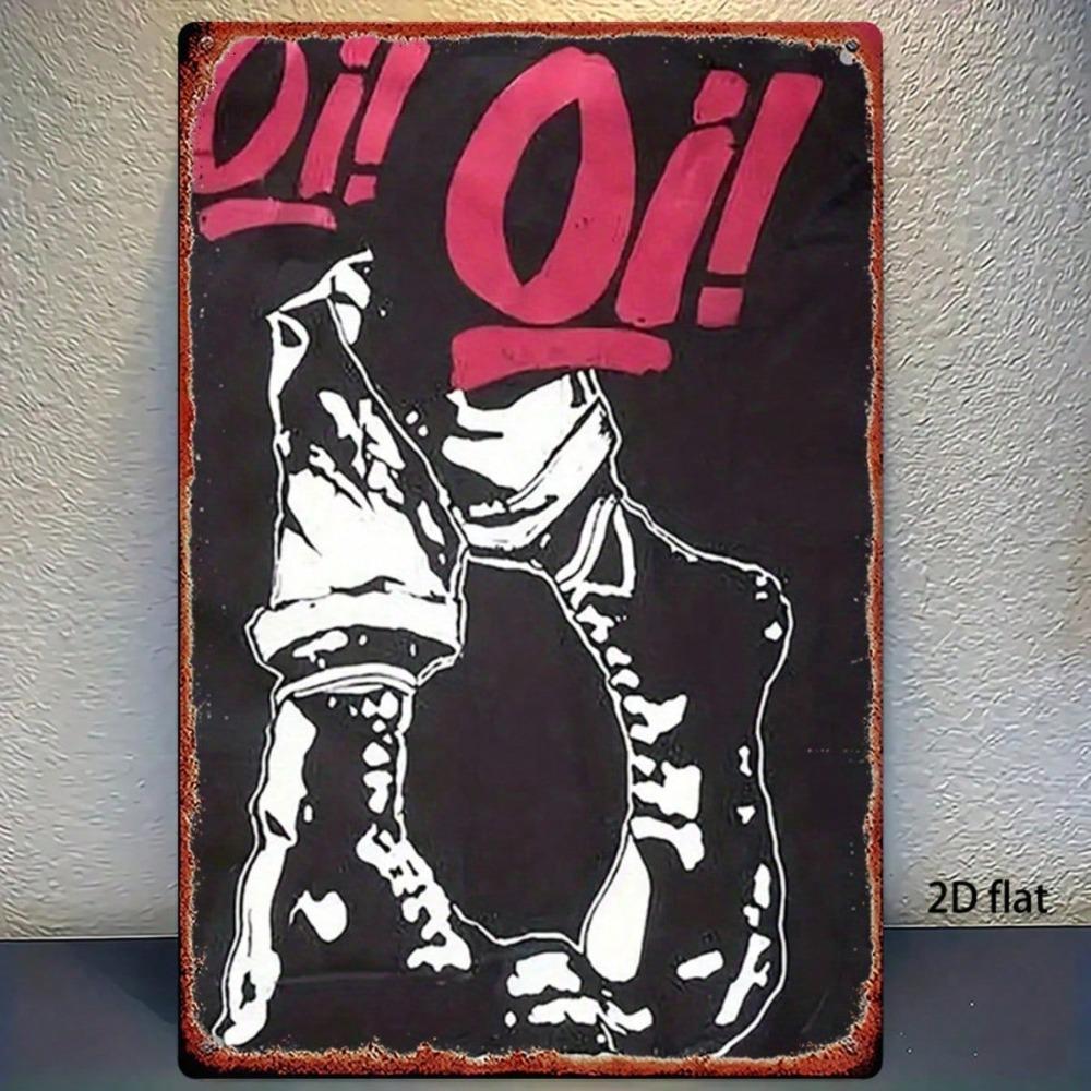 1 шт. Панк-металлический знак Oi! Ой! Черно-красный Железный Плакат, Декор Стены для Гаража, Бара, Дома, Прочный 2D Плоский