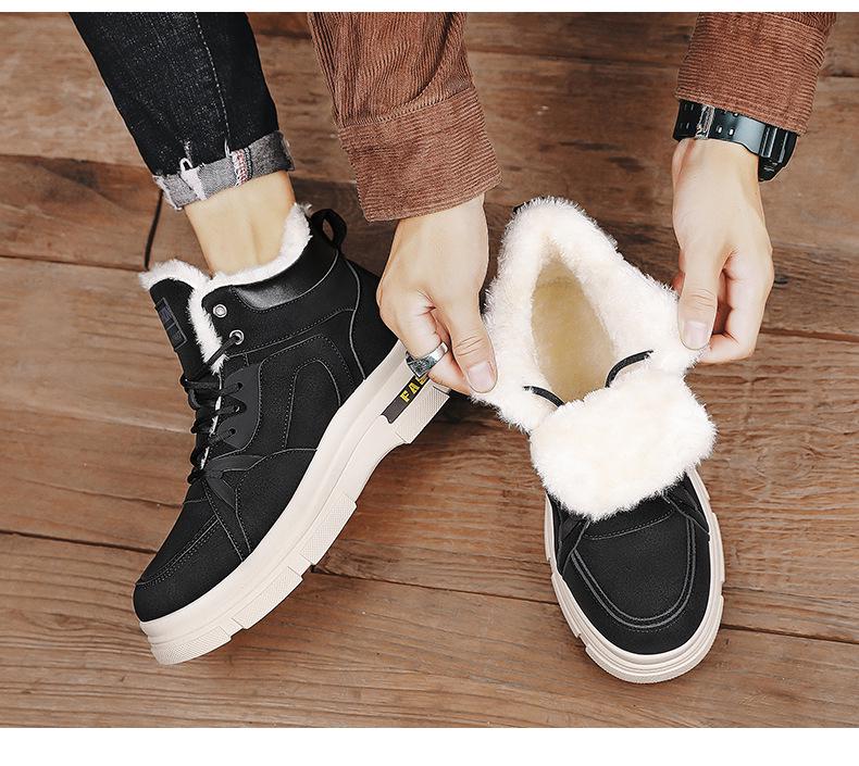 Мужские высокие зимние ботинки на шнуровке с бархатной подкладкой - Теплые уличные зимние спортивные ботинки Мартин